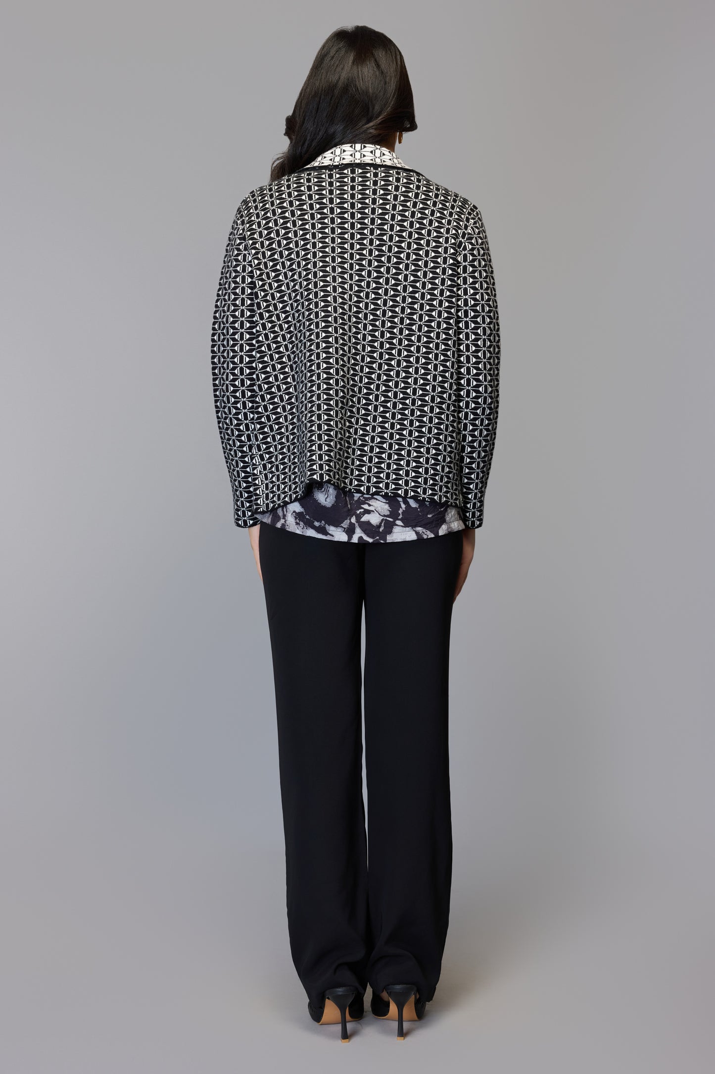 Geo Knit Zip-Front Sweater