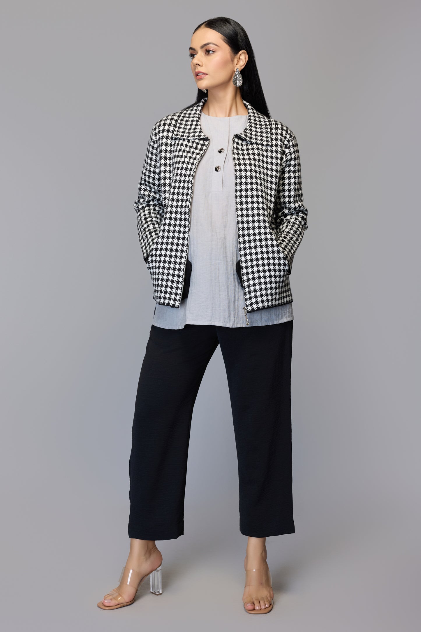 Black and white checkered  jacket