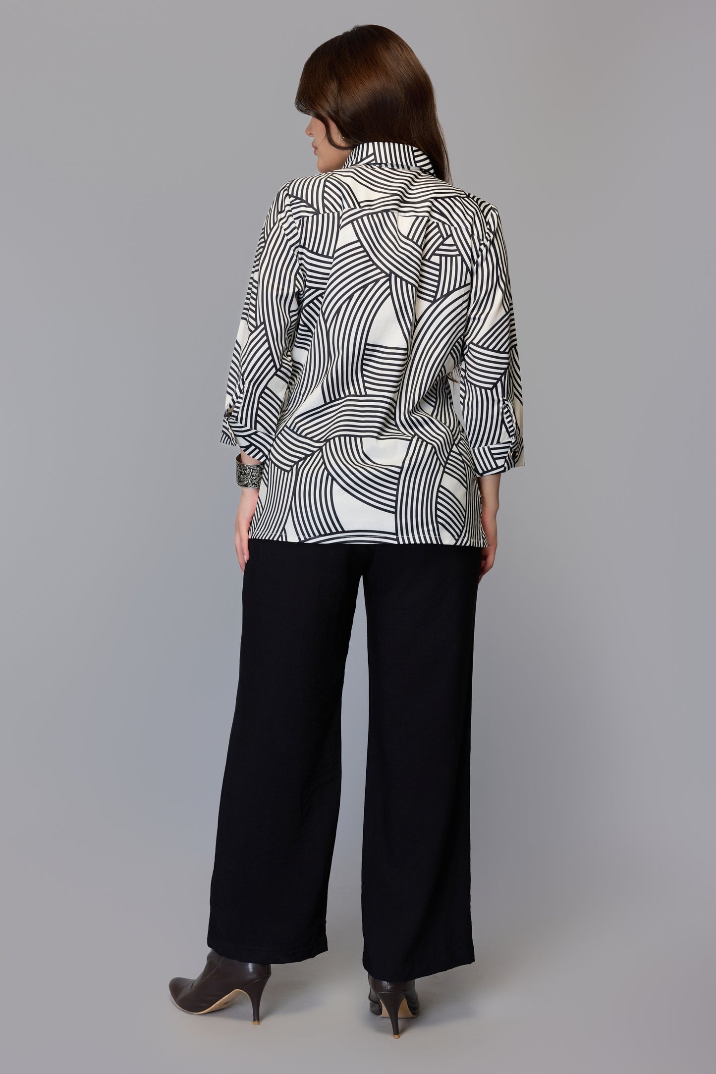 Women's Black & White Abstract Print Shirt