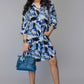 Blue Abstract Shirt Dress