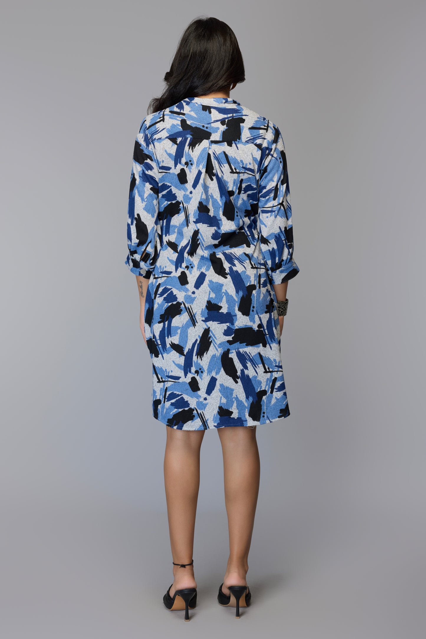 Blue Abstract Shirt Dress
