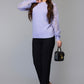 Lace Sleeve Purple Knit Sweater