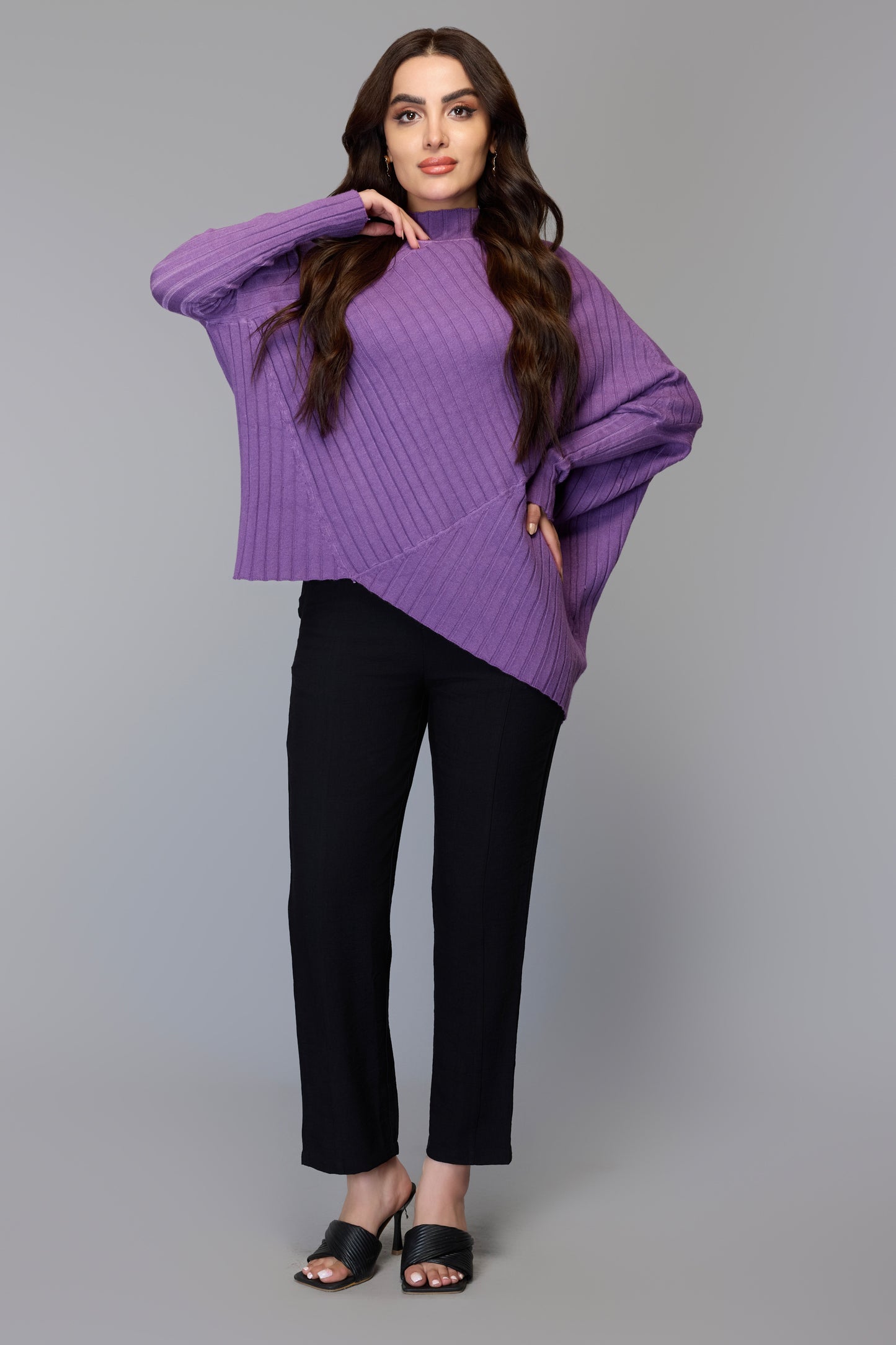 Effortlessly Chic Purple Asymmetrical Sweater