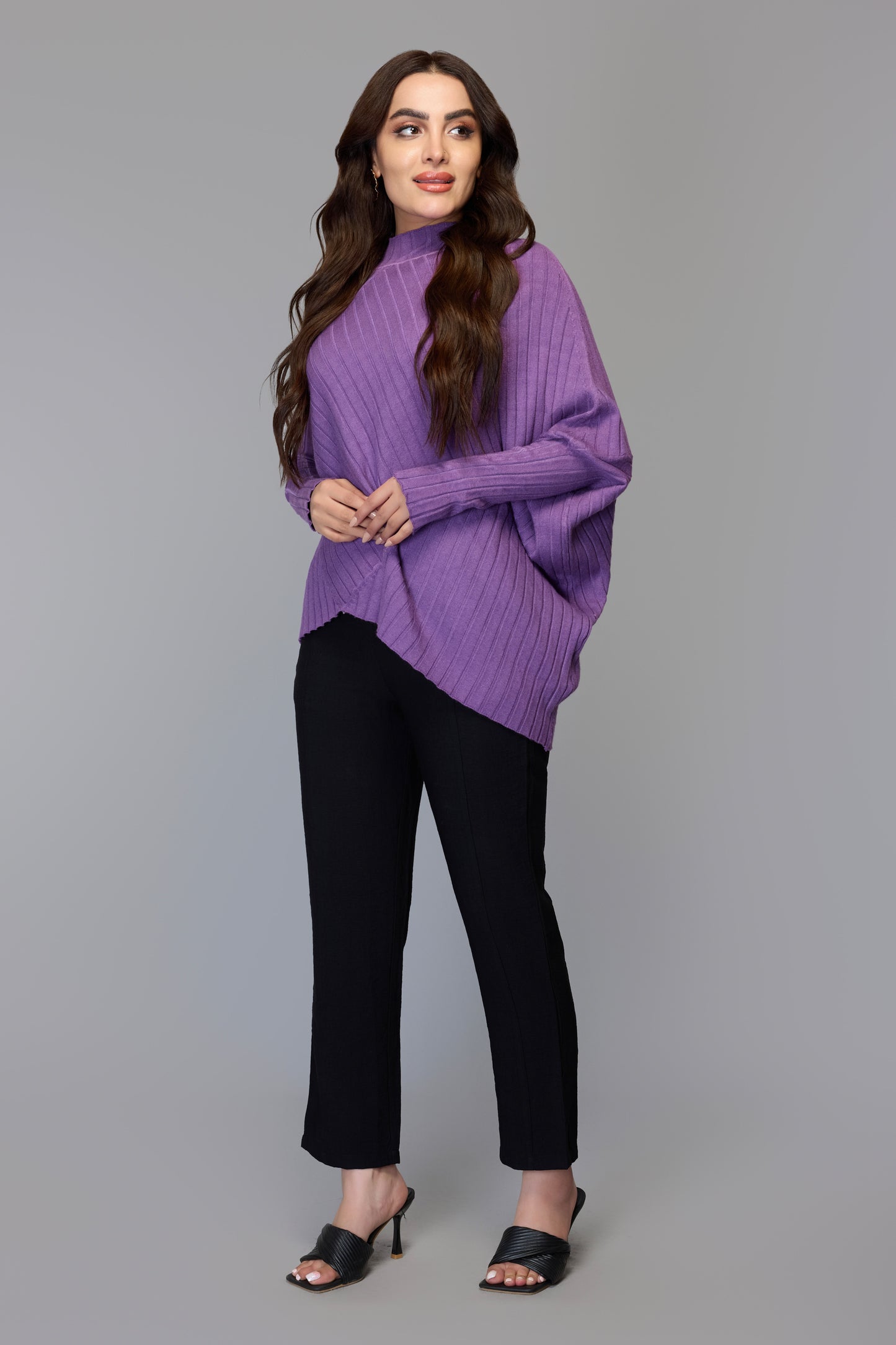 Effortlessly Chic Purple Asymmetrical Sweater