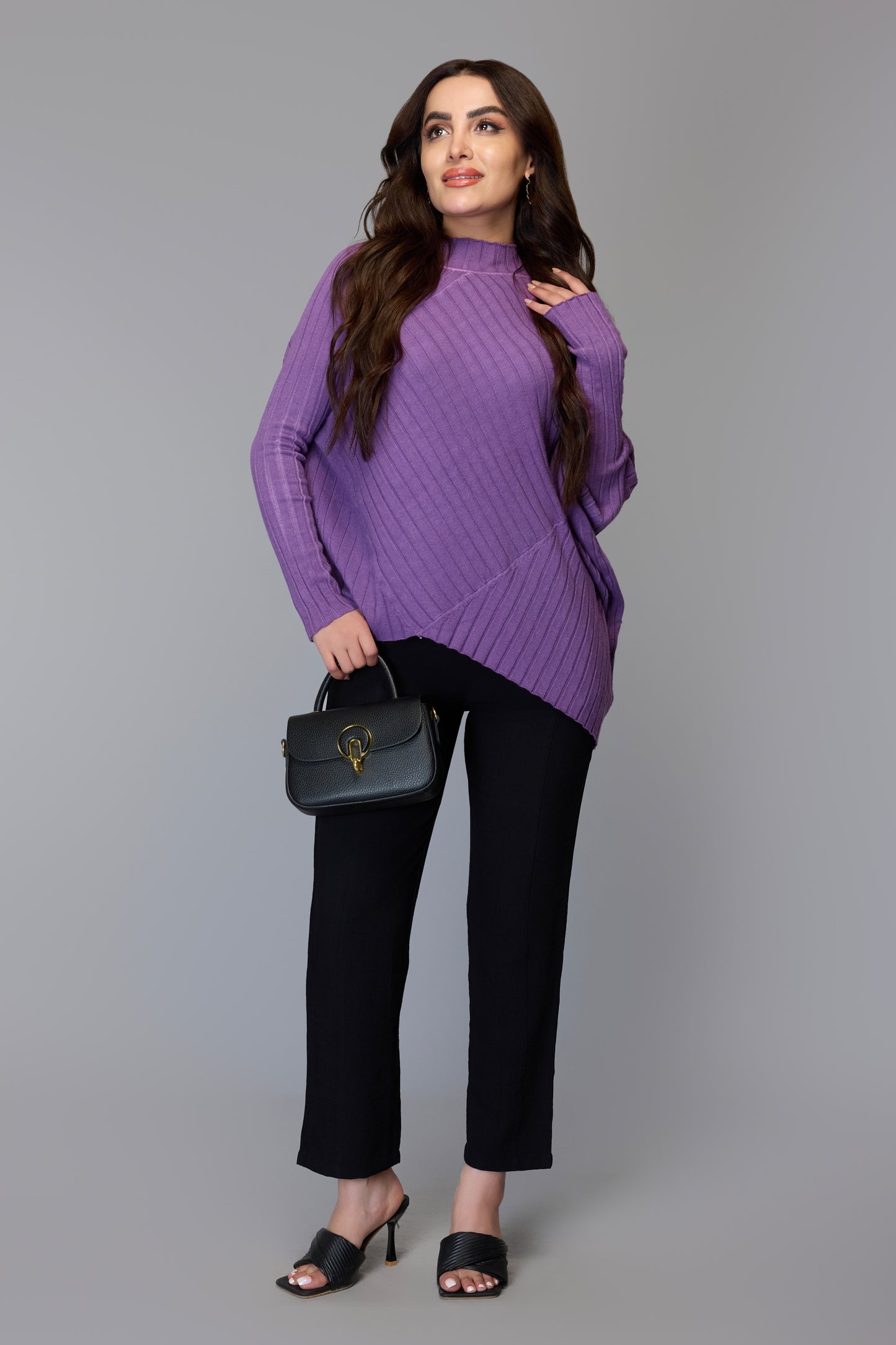 Effortlessly Chic Purple Asymmetrical Sweater