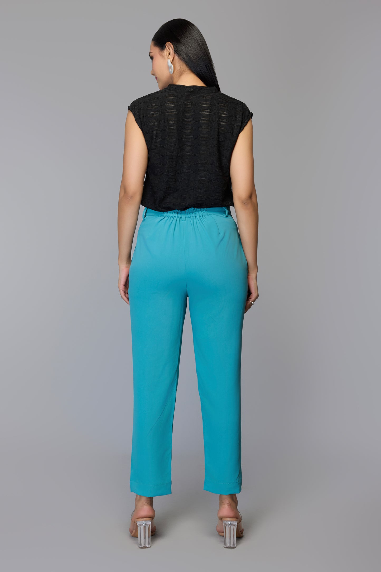 Aqua Blue High-Waist Trousers