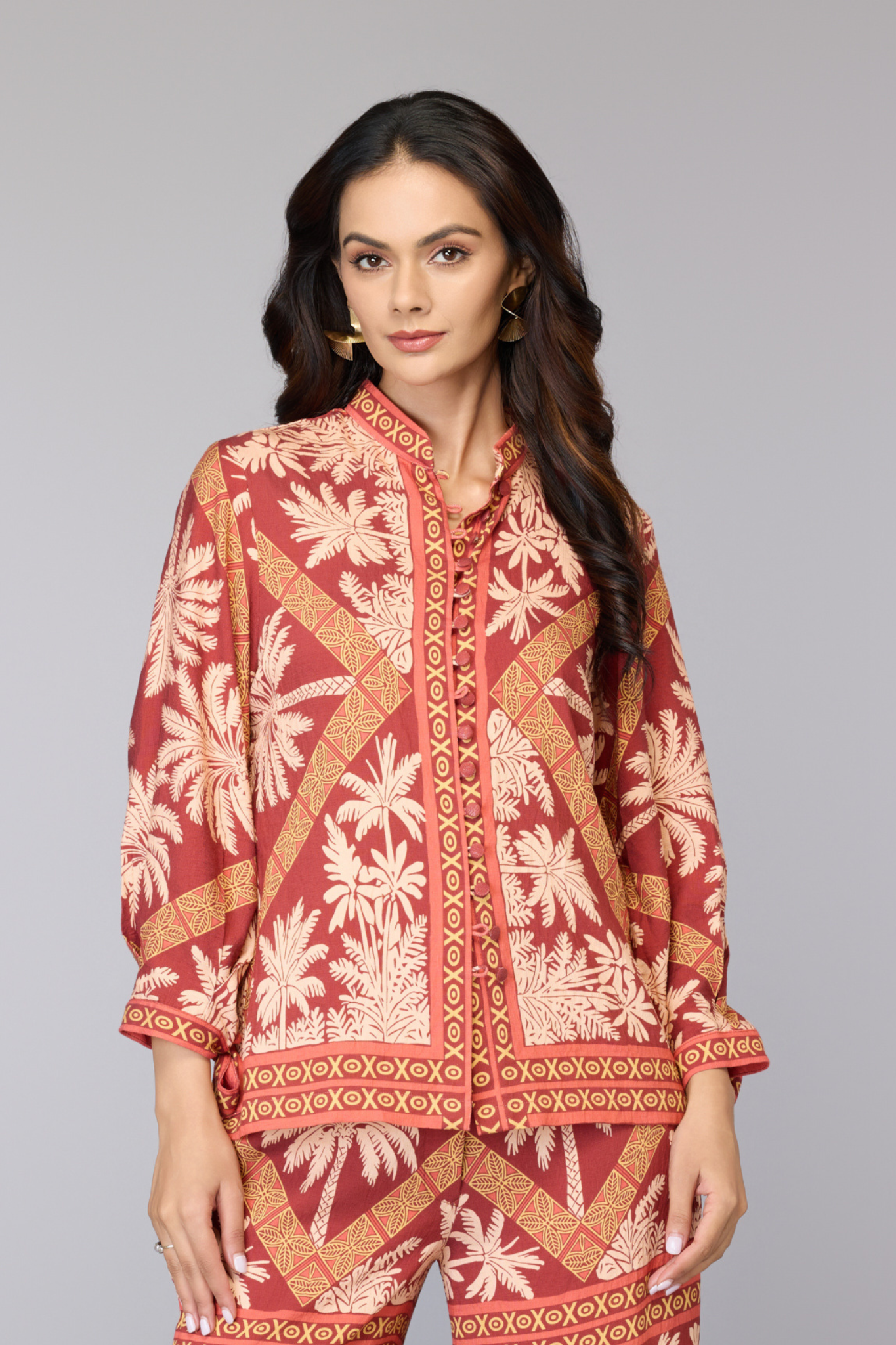 Tropical Mosaic Brown Top