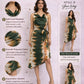 Asymmetric Cowl Neck Dress - Multi | Polyester