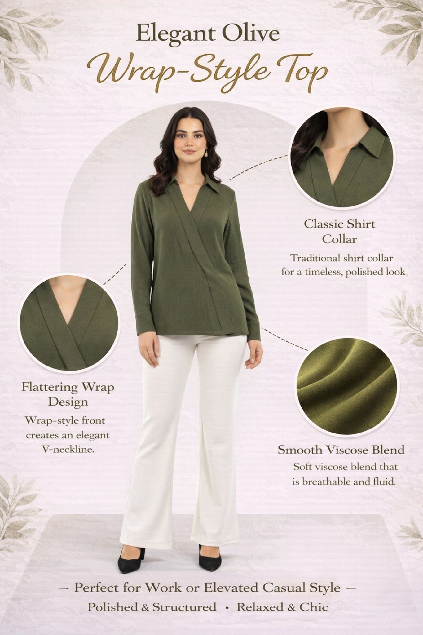 Modern Wrap Shirt - Olive | Viscose Blend