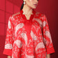 Kaya Solid Red & Paisley Printed Tunic