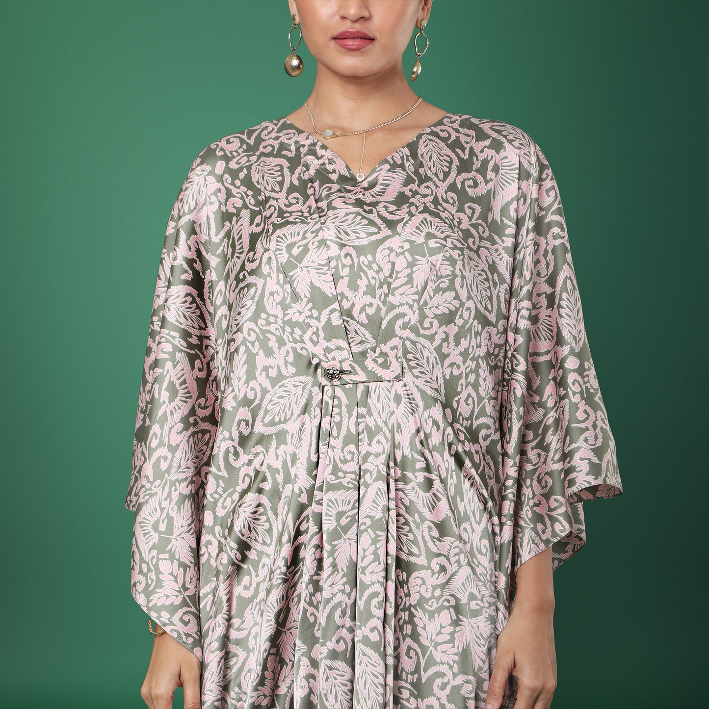 Amaya Printed Kaftan With Pleats