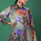 Olive Green Tropical Floral Print Shirt