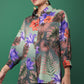 Olive Green Tropical Floral Print Shirt