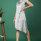 Green Floral Asymmetrical Hem Dress