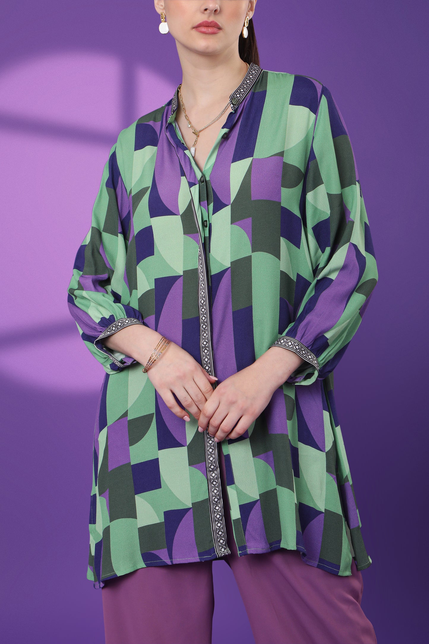 Amethyst Geometric Printed Tunic