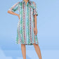 Alina Printed Geometric Shirt Dress