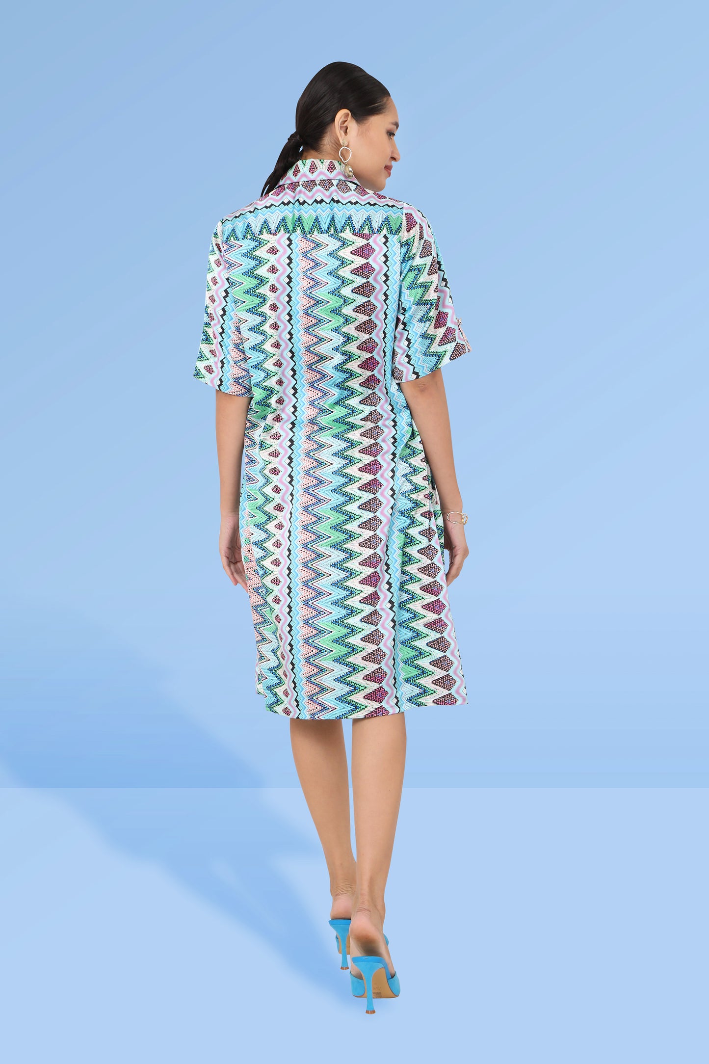 Alina Printed Geometric Shirt Dress