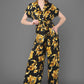 Luna Floral Black And Gold Printed Jumpsuit