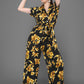 Luna Floral Black And Gold Printed Jumpsuit