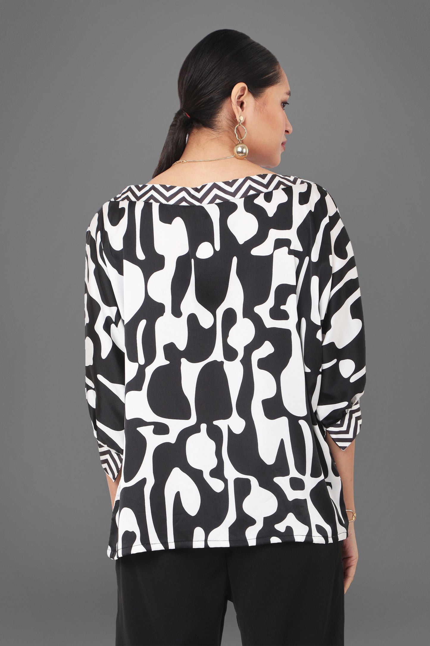 Samara Printed Boat Neck Kimono Top