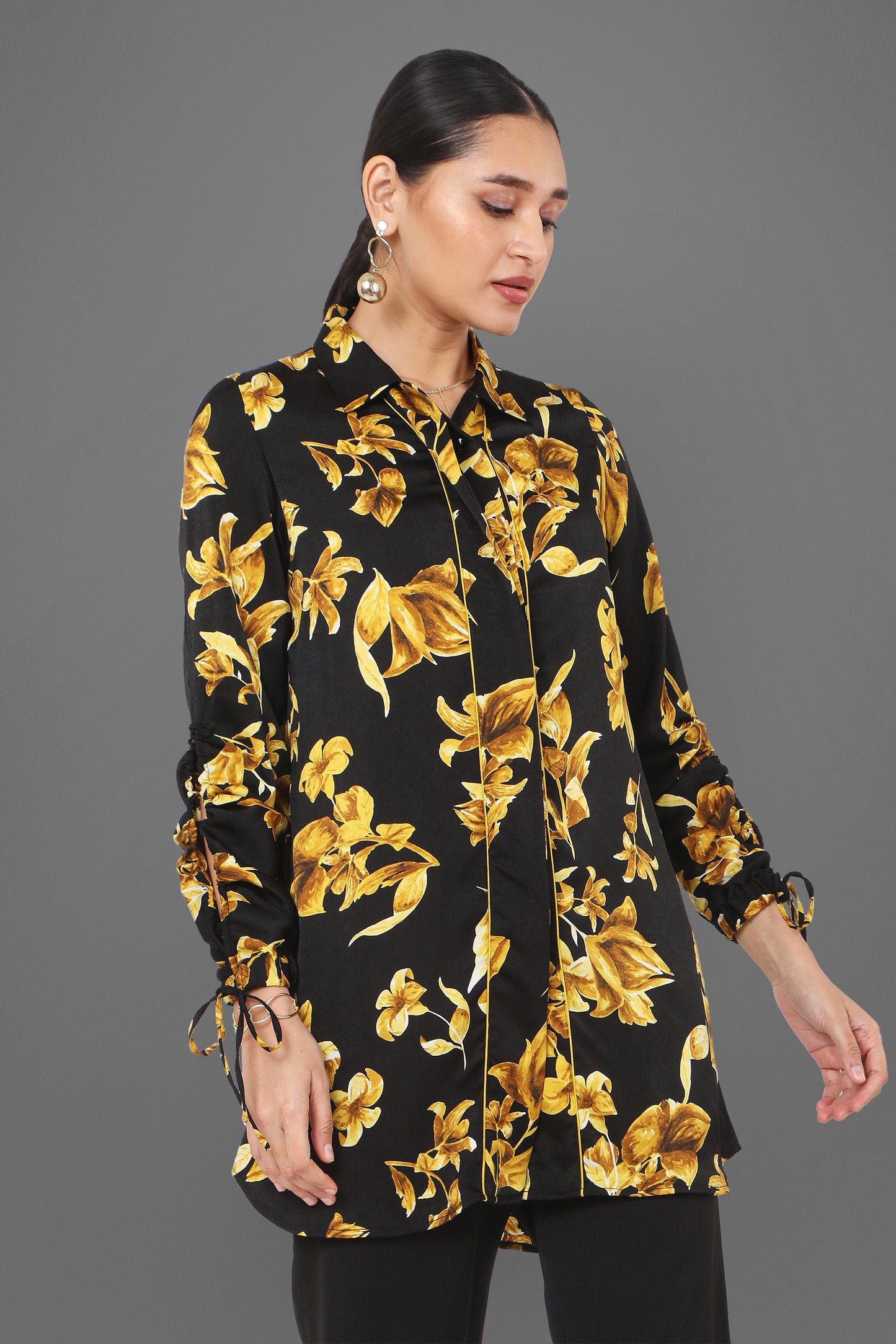 Noir Black And Gold Printed Tunic