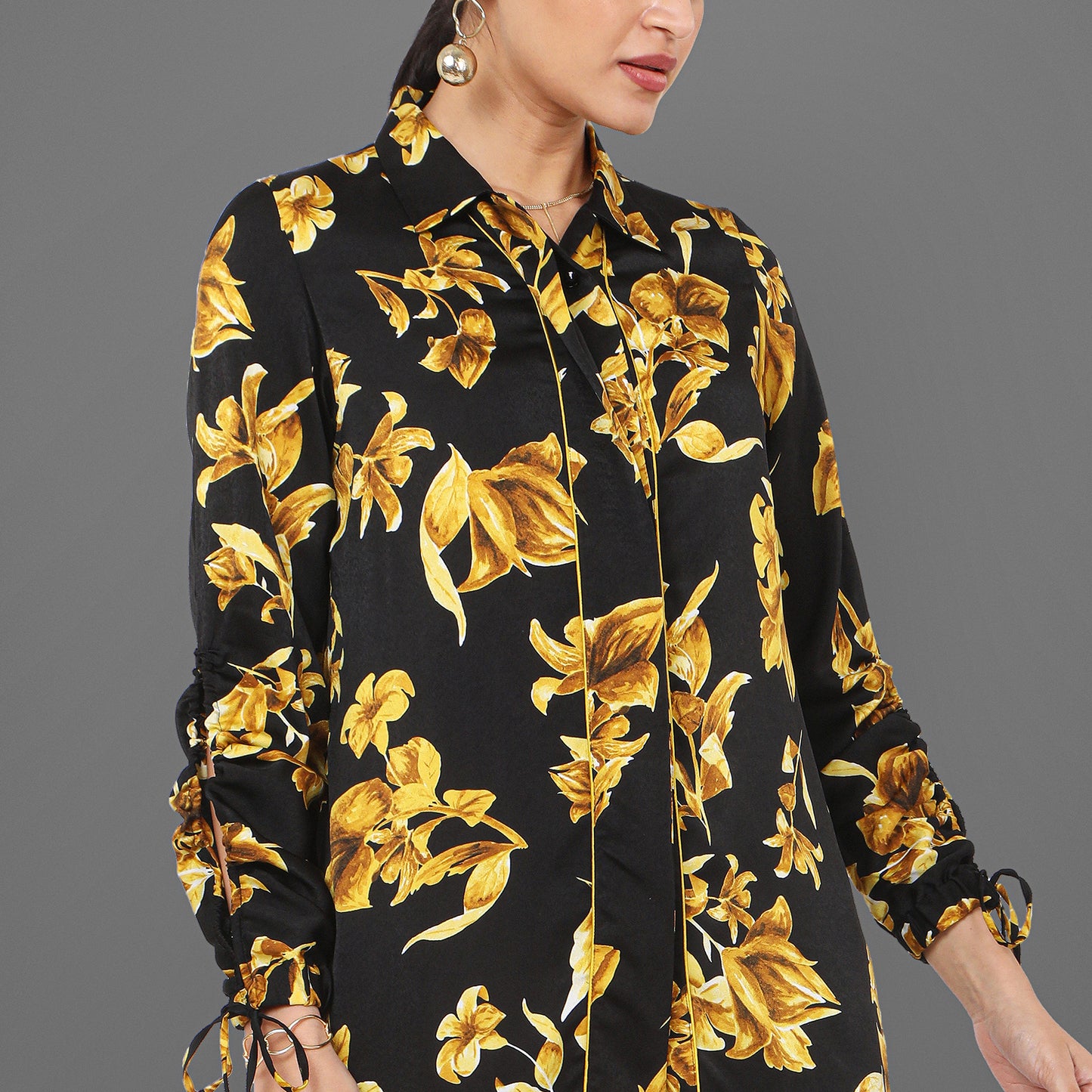 Noir Black And Gold Printed Tunic