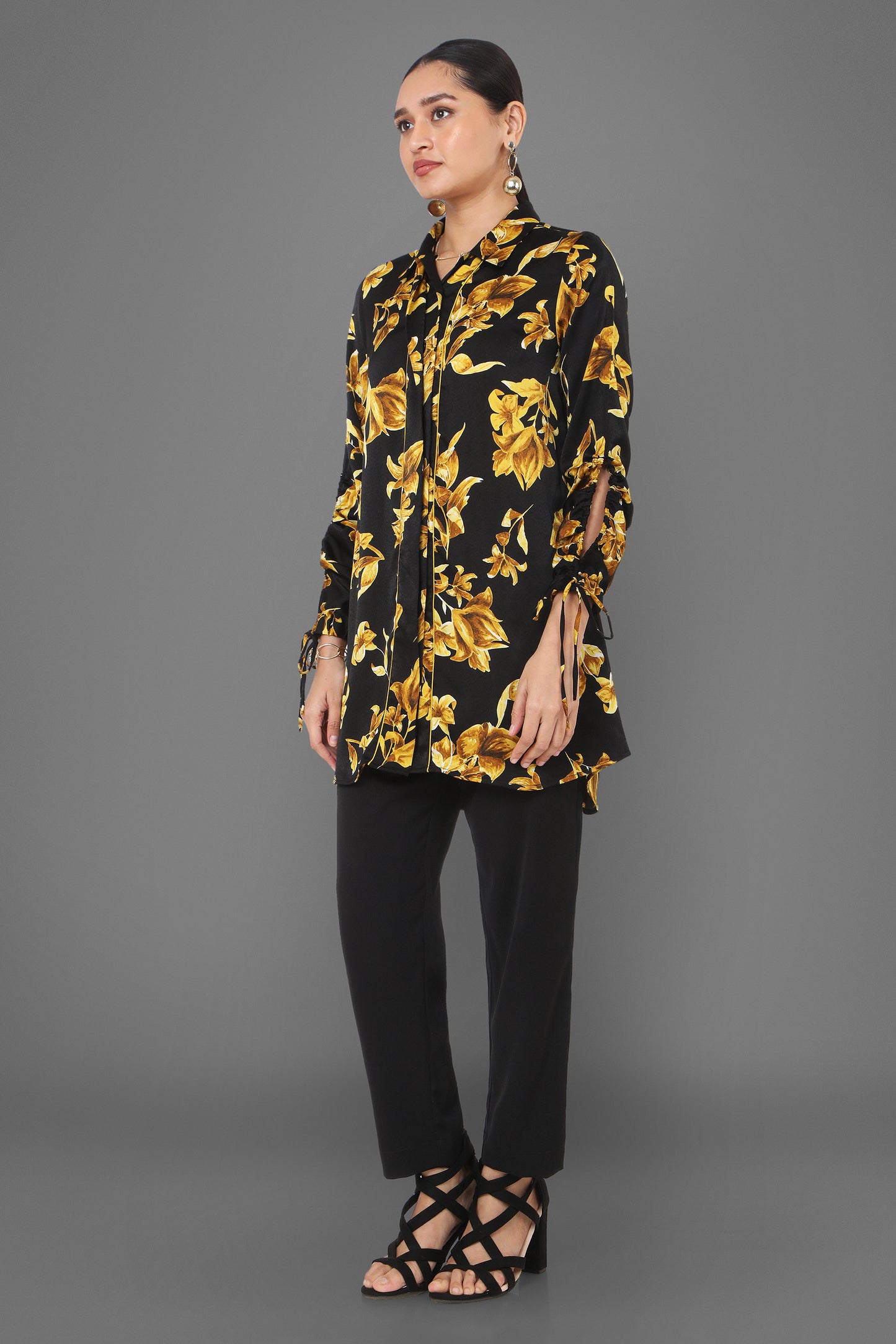 Noir Black And Gold Printed Tunic