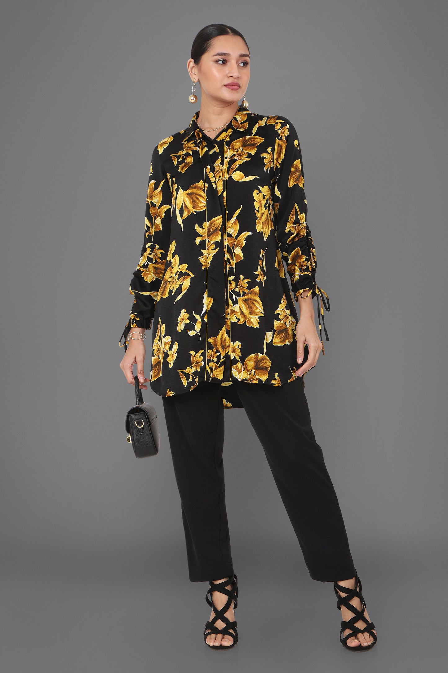 Noir Black And Gold Printed Tunic