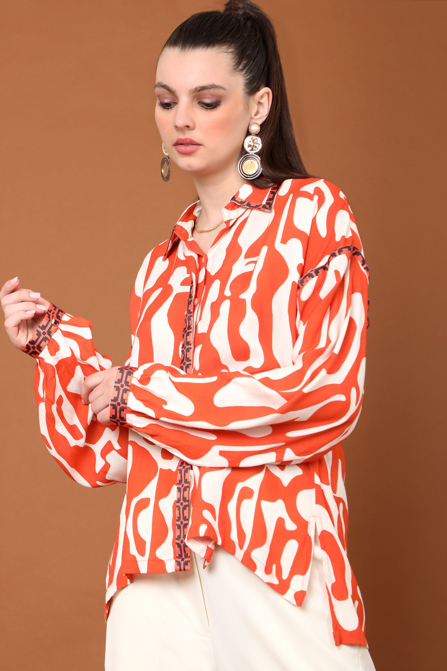 Aya Abstract Swirl Print Top