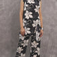 Floral Black And White Round Neck Top