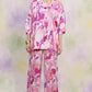 High Waisted Flared Marble Print Trousers