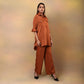 Rust Coloured Satin Co-ord Set Top