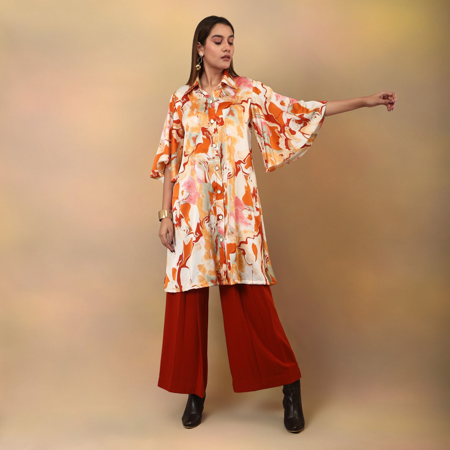 Marble Printed Flowy Shirt Kurta