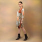 Duo Toned Wrap Dress - Peach And Rust