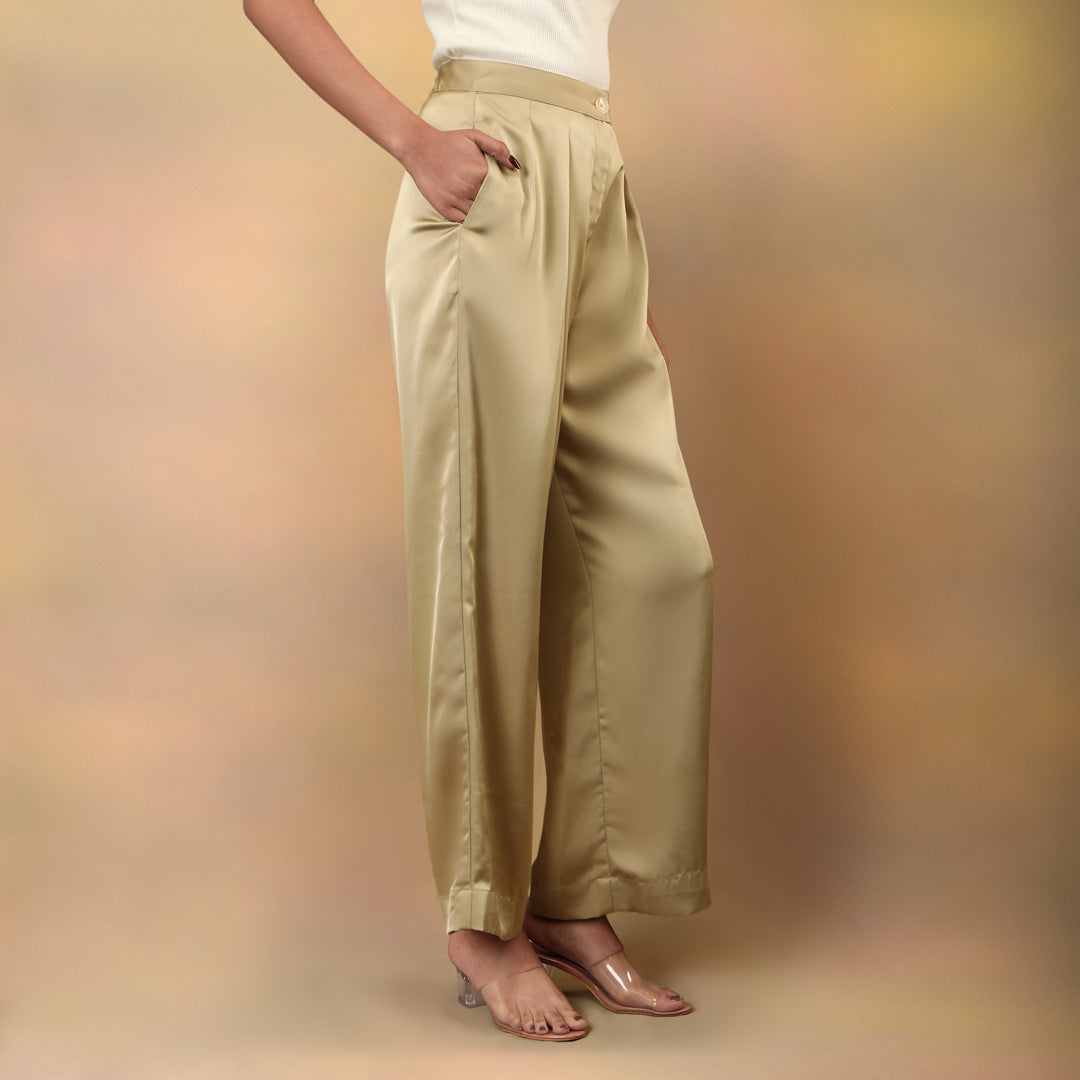 Metallic Gold Flared Trousers