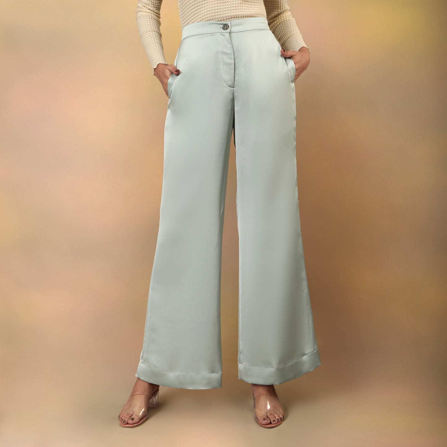 Flared Aqua Blue Trousers