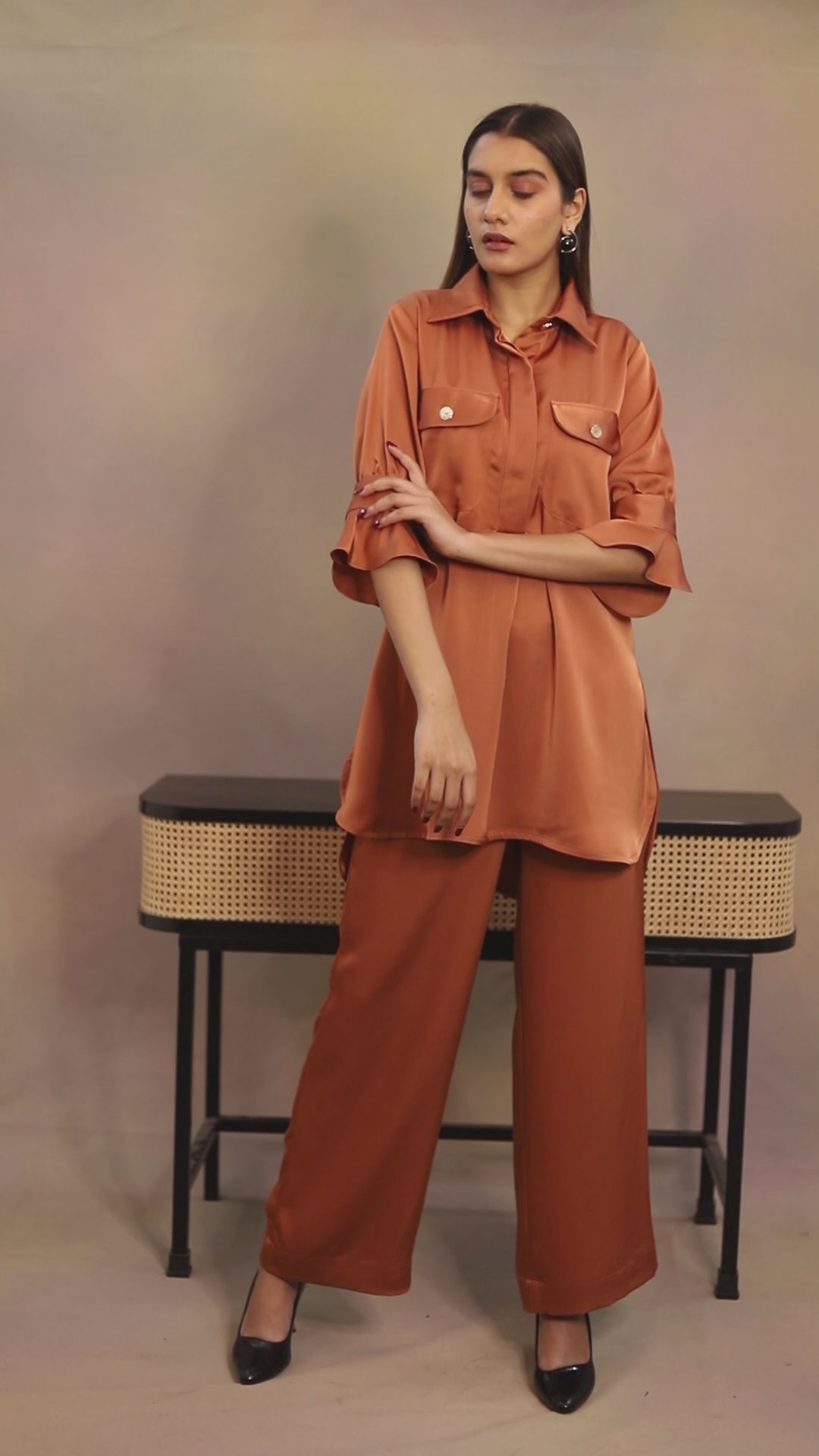 Satin rust top deals